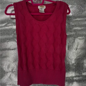 Talbots Vintage 100% Mercerized Cotton Argyle Pink Sweater Vest thumbnail 3
