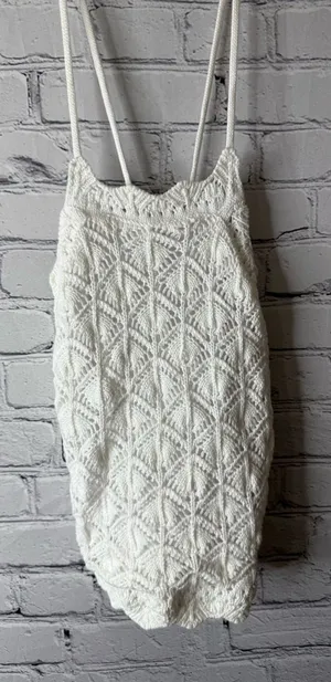 NWT Hollister White Knit Crochet halter top with Spaghetti Straps XS thumbnail 1