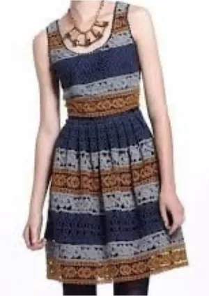 $228 Anthropologie Maeve Striated Lace Dress Size 0 Vintage Anthro thumbnail 1