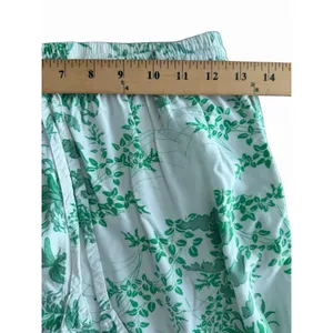 Piyama Pajama Set XS Green White Toile Botanical Rayon Pants Bali Resort #F13-1 thumbnail 11