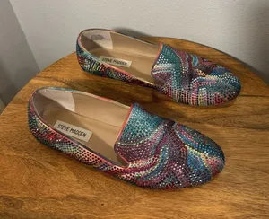 Steve Madden Conccord Rainbow‎ Rhinestone Shoes Slip Ons Flats Women Size 9 thumbnail 1
