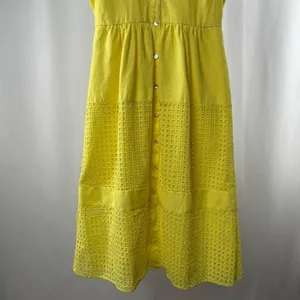 Belle Badgley Mischka Dailey Eyelet Linen Shirt Dress in‎ Yellow Size 0 thumbnail 4