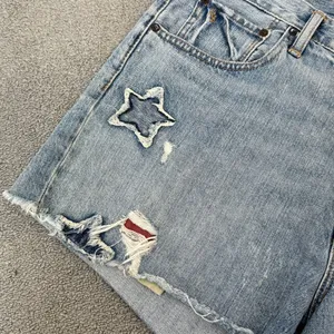 Polo Ralph Lauren‎ Distressed Star Patch Crosby Denim Shorts Blue Size 32 thumbnail 5
