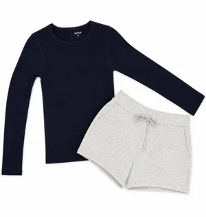 Quince NWOT XS Bundle SuperSoft Fleece Shorts & Organic Rib Long Sleeve Tee thumbnail 1