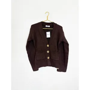 NWT Showpo Nerissa Cardigan Size 2 Brown Cinched Waist Puff Sleeve Wool Contour thumbnail 4