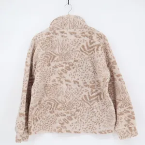 American Eagle Outfitters Sherpa Jacket Womens Beige Half Zip Kangaroo Pocket thumbnail 5