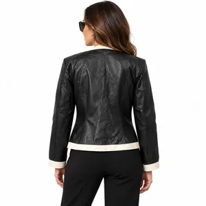 Vintage Spiegel Women's Leather Jacket Size 14 Black Classic Fall Moto Chic Y2K thumbnail 2