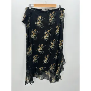 Luna Skies Y2k Floral Midi Skirt Women‎ Sz XL Black Feminine Dark Fairy Coquette thumbnail 2