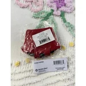 Hampton‎ Direct Red Leather Coin Purse Kiss Lock Multi Pocket Wallet 62654 NEW thumbnail 2
