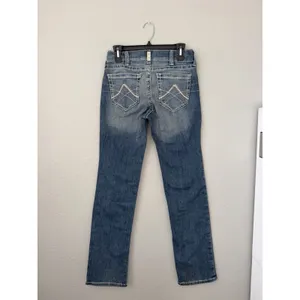 Ariat REAL Straight Jeans Women US 27R Rainstorm Mid Rise Medium Wash Western thumbnail 5