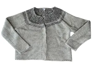 J. Jill Beaded Studded Neckline Cardigan Sweater Beige Wool Blend Large thumbnail 1