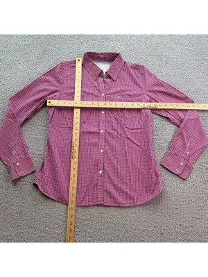 American Eagle Outfitters Women’s Pink Plaid Button Down Shirt Signature Fit S thumbnail 3