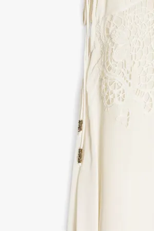 Zara Elegant White Lace Trim Dress beads cream boho hippie summer beach thumbnail 7