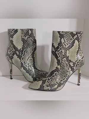 Nine West Snake Print Leather Ankle Boots Size 9M Pointed Toe Stiletto Heel thumbnail 3