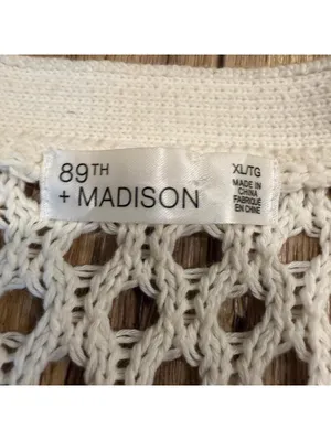 89th + Madison Cream Open-Knit Cardigan XL thumbnail 3