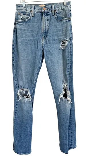 MOTHER High Waisted Rider Skimp Jeans 28 Bloom and Doom Distressed Straight Leg thumbnail 1