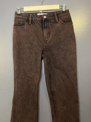 Zara Jeans Womens 2 Brown Acid Wash Straight Regular Fit Stretch Denim thumbnail 1