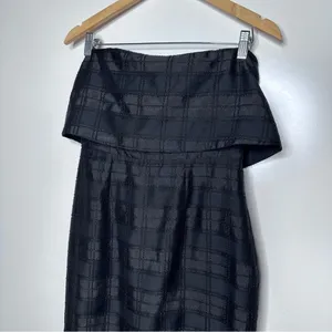 C/ MEO Collective Black Strapless Side Slit Plaid Refresh Cocktail Dress Size M thumbnail 4
