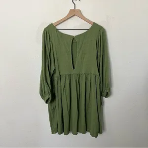 Free People Beach Green Get Obsessed Babydoll Mini Dress Long Balloon Sleeve‎ XS thumbnail 7