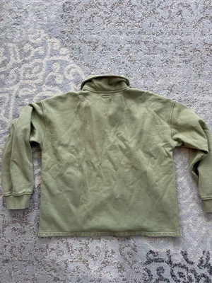 L.L. Bean Sunwashed Sweats Splitneck Polo Olive Gray Large Green thumbnail 3