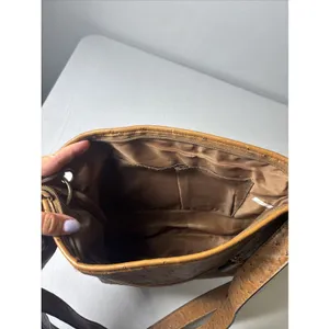 Bueno‎ Faux Ostrich Leather Shoulder Bag Cognac Satchel Purse Crossbody thumbnail 3