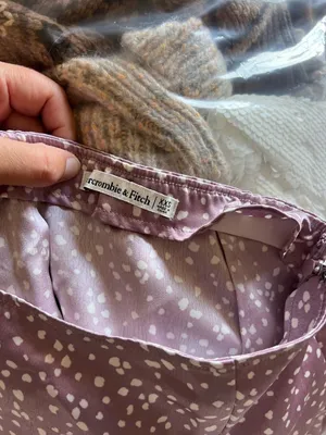 Abercrombie & Fitch satin midi skirt w/slit mauve/white ditsy dot xxs thumbnail 5