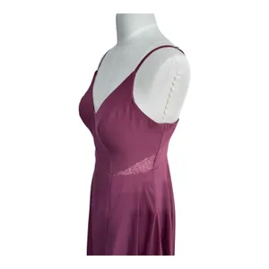 Azazie Maxi Dress A-Line Lace Cutout Women's 4 Plum Chiffon Spaghetti Strap Gown thumbnail 12