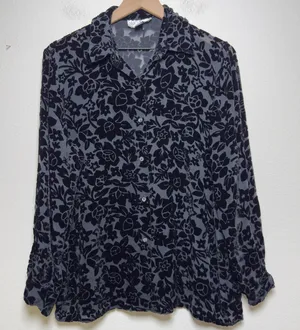VTG 90s Women Silk Fairy Button Sheer Top Grunge Black‎ Burnout Velvet Floral thumbnail 1