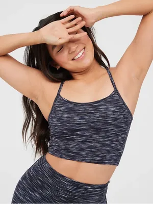 OFFLINE By Aerie Seamless Space-Dye Crop Tank - Navy thumbnail 1