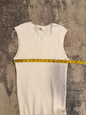 Cyrus Cotton Ribbed Off White Tank Top thumbnail 5