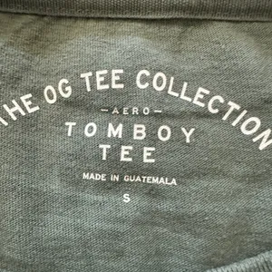 Aeropostale Olive Green Cropped Diagonal Logo Graphic Print Tomboy Crew Tee S thumbnail 3