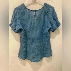 1250*C Women’s Denim Striped Shirt Short Sleeves‎ Size S thumbnail 4
