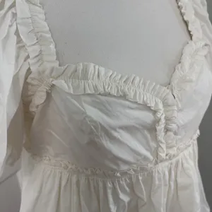 Free People Rendezvous Me Dress Milkmaid Puff Sleeve Smocked White Medium thumbnail 2