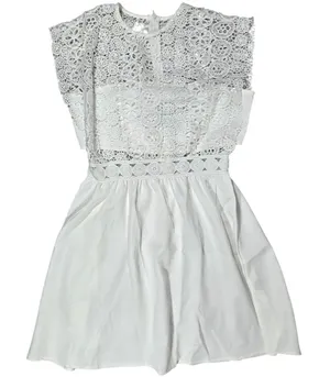 Area‎ Stars White Lace Trim Dress Medium NWT Crochet Boho Coquette Mini thumbnail 1