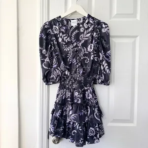 Misa Los Angeles Purple Black Lilah Mini Dress Indigo Victoria Floral Print XS thumbnail 2