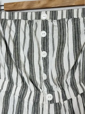 Urban Outfitters Strapless Linen Blend Striped Romper Pockets Size M thumbnail 4