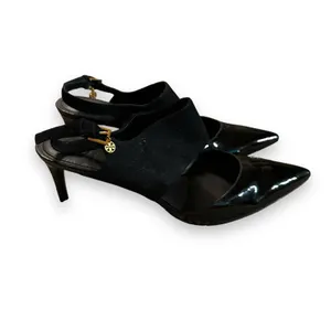 Tory Burch Ashton Black Suede‎ Leather Slingback Kitten Heel Sandal Pumps Sz 9 thumbnail 2
