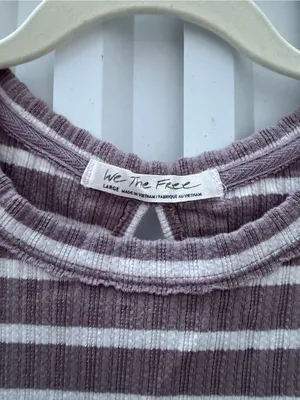 Free People We The Free Dusty Purple Striped Ribbed Keyhole Tank Top L thumbnail 2