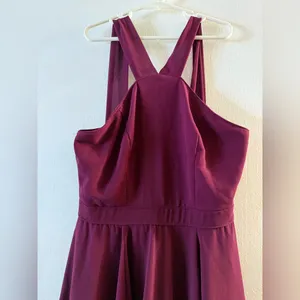 Lulus Wine Red Halter Mini Summer Dress‎ Sleeveless Chiffon Lined Red Size XS thumbnail 3