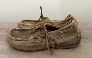 Twisted X WDM0003 Brown Leather Moc Driving Boat Casual Shoes Womans Size 7.5 thumbnail 1