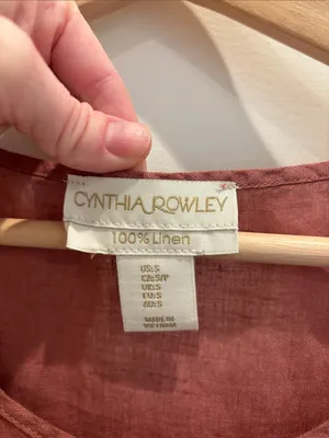 Cynthia Rowley Sleeveless Blouse 100% Linen Rose Size Small thumbnail 3