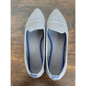 Gray Knit Pointed Toe Ballet Flat Shoes Slip On Preppy Comfy Office School 6 thumbnail 7