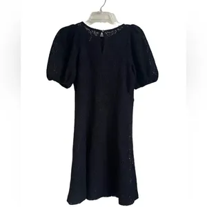 Free People Size Small Black Lace Sweater Dress‎ Puff Sleeve Excellent Condition thumbnail 2