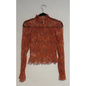 Free People Hello There Floral Sheer Mesh Mock Neck Bell Sleeve Blouse Sz S EUC thumbnail 5
