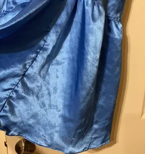 Vintage Kathryn blue silky skirted nightgown, size large thumbnail 12