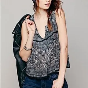 Free People one paradise stars tank pin-tucked embroidered tank triple tie back thumbnail 3
