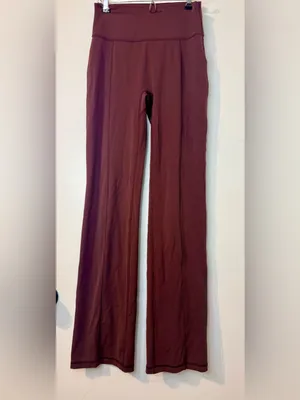 INGIA High Waist Flare Yoga Pants Plum Brown Sweetheart Seam 31” Inseam XS thumbnail 6
