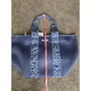 Victoria’s Secret PINK Blue Mesh Floral Tote Bag Large Gym Beach Travel thumbnail 3