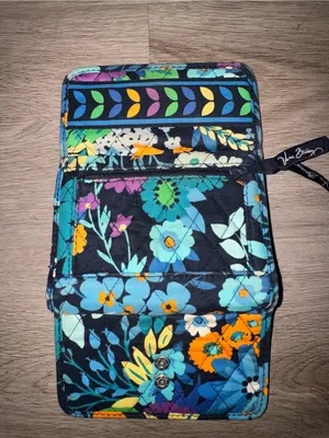 Vera Bradley Black Quilted Wallet with Multicolor Floral Leaves thumbnail 3