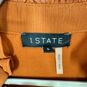 1.State Pumpkin Spice Orange Sheer Sleeve Mini‎ Dress Size Small Fall Wedding thumbnail 4